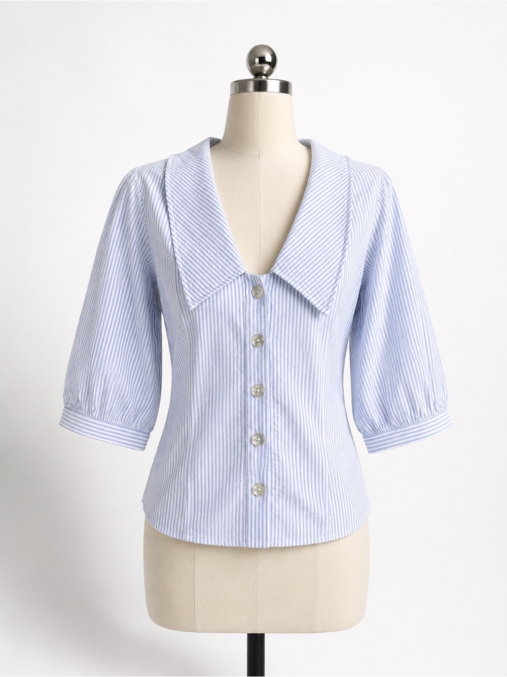 Nation LA Veronique Blouse Blue and White Stripes Size XSmall - Picture 4 of 6